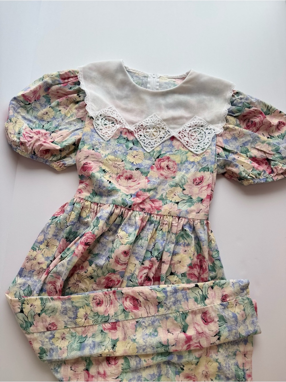 Vintage Floral Kids Dress in Pink, Cream, Green, Blue
